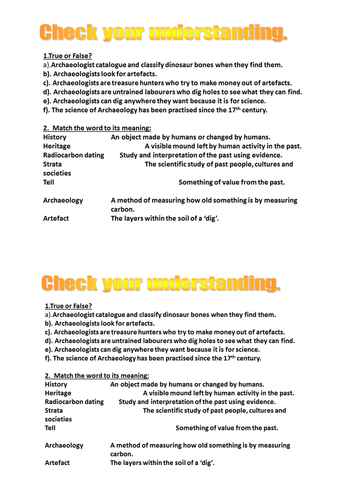 History, Archaeology &amp; Science topic 1a