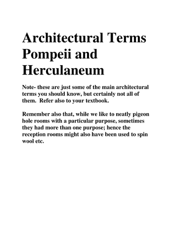 Pompeii and Herculaneum Architecture Terminology