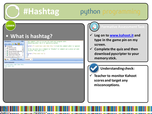 Python Programming Lesson 5 (Year 7 or younger) - #Hashtags