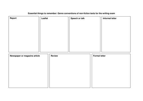 Transactional Non-Fiction Writing Format and Layout Features Revision Activity
