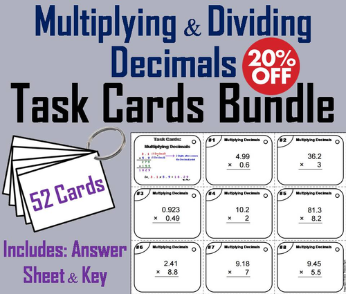 Multiplying and Dividing Decimals Task Cards Bundle