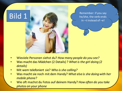 Stimmt 1 Chapter 3 (Freizeit - juhu) GCSE Style role play, picture description and translation