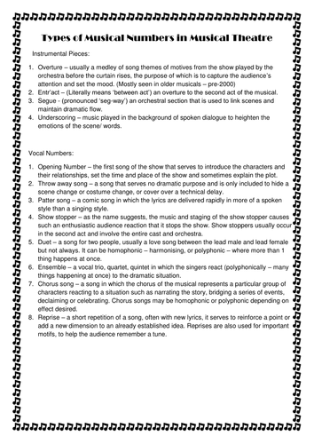 KS2 KS3 Types of Numbers in Musical Theatre