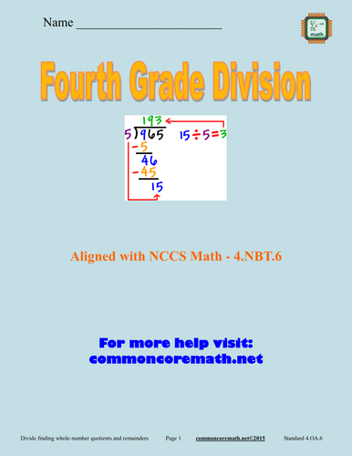 Fourth Grade Division Packet - 4.NBT.6