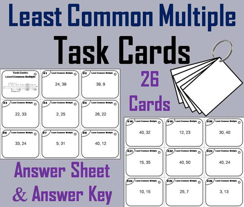 Least Common Multiple Task Cards