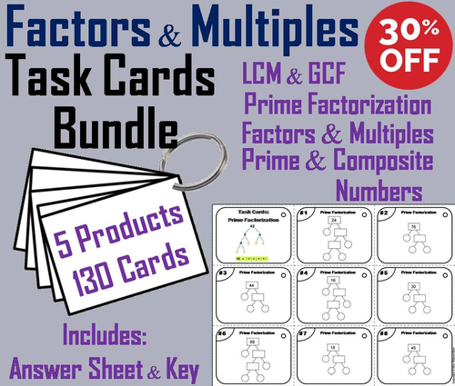 Factors and Multiples Task Cards Bundle