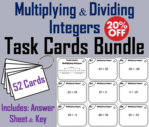 Multiplying and Dividing Integers Task Cards Bundle