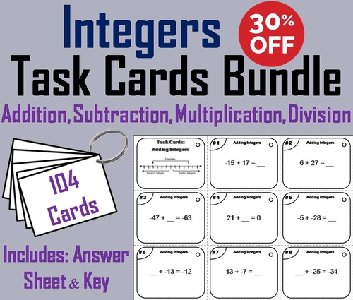 Integers Task Cards Bundle