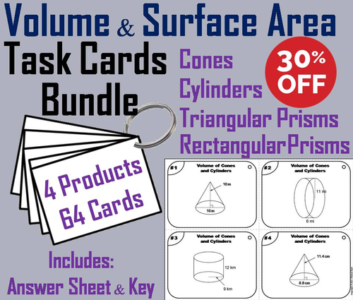 Volume and Surface Area Task Cards Bundle