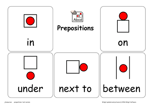 Prepositions Resource Pack Text Version