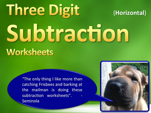Three Digit Subtraction Worksheets - 15 Pages (Horizontal)
