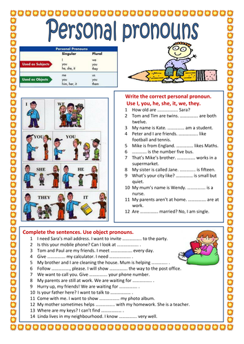 Personal pronouns.