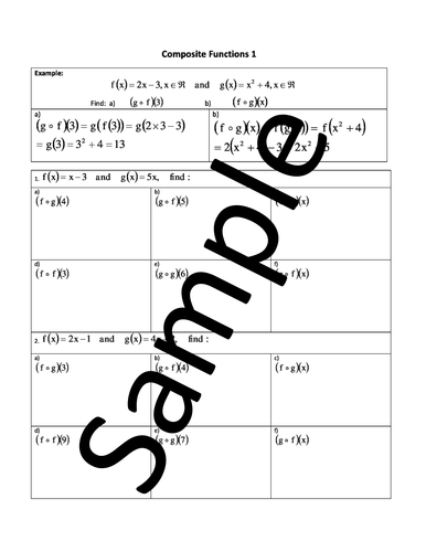 Composite Functions - Worksheets