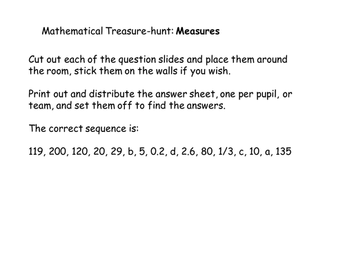 Maths Arithmetic Treasure Hunt / Trail