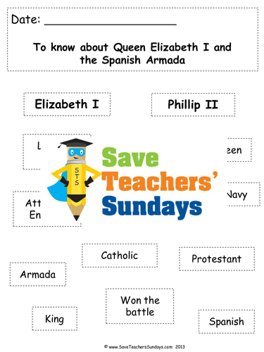 Queen Elizabeth I and the Spanish Armada KS1 Lesson Plan, PowerPoint and Worksheets
