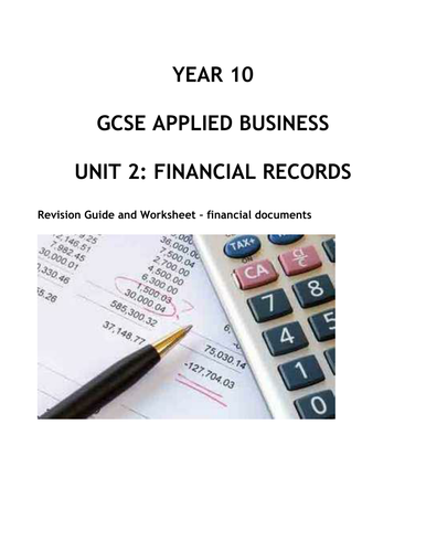 Applied GCSE Business Unit 2 Revision and Activities