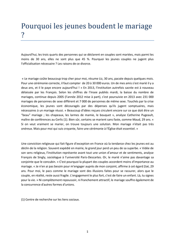 Les jeunes et le mariage