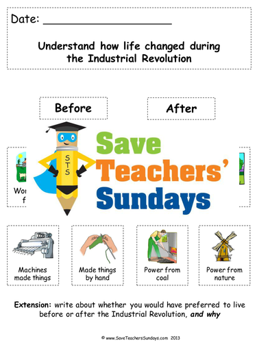 The Industrial Revolution KS1 Lesson Plan and Worksheet