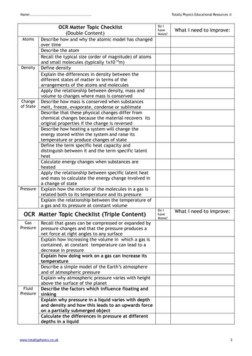 ocr-gateway-gcse-physics-matter-topic-revision-checklist-new-1-9