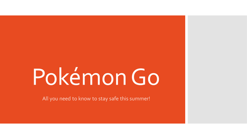 Pokemon Go- PSHE Staying Safe
