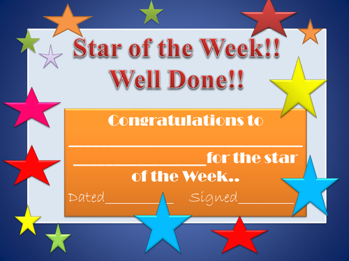 Star of the week certificate