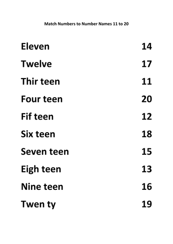 number matching worksheets 11 20 best worksheet