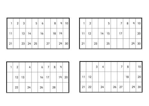 Missing Number Activity Hundred Square - differentiated.