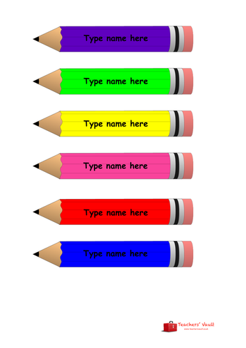 Editable pencil tray labels