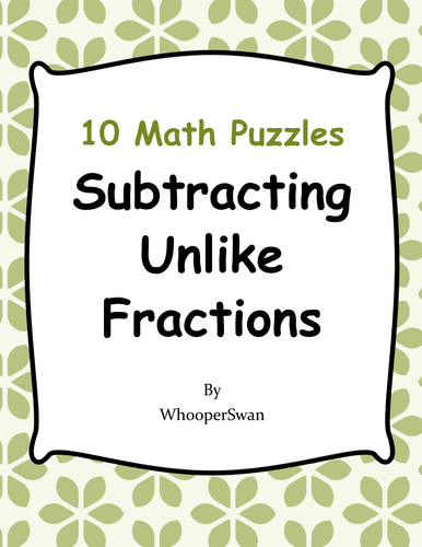 Subtracting Unlike Fractions Puzzles