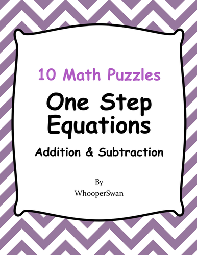 One Step Equations Addition Subtraction Math Puzzles By