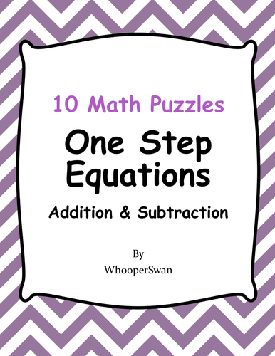 One Step Equations Addition Subtraction Math Puzzles Teaching Resources