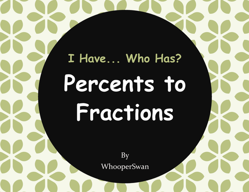 I Have, Who Has - Percents to Fractions