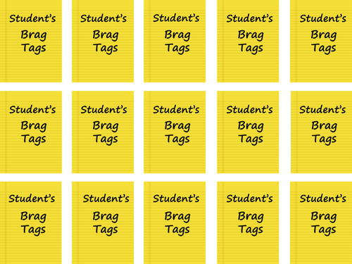 MiMi Sue's Brag Tags FREEBIE Bright Yellow (Student Name) SWAG