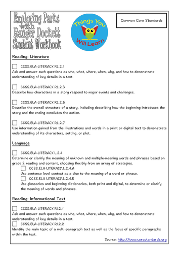 Exploring Parks with Ranger Dockett Student Workbook