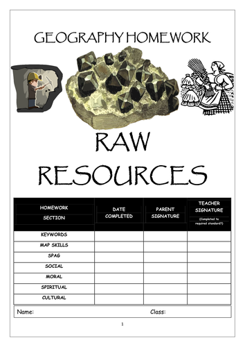 Homework booklet: RAW RESOURCES