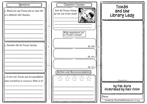 Tomas and the Library Lady Comprehension Foldable