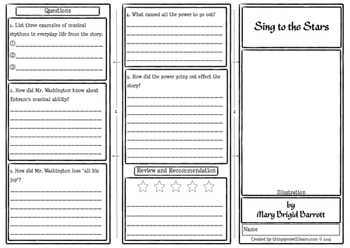 Sing to the Stars Comprehension Foldable