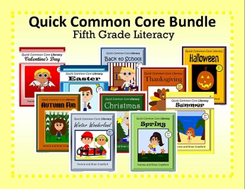 No Prep Common Core Literacy Bundle - The Complete Set (fifth grade)