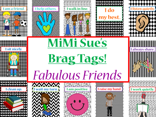 MiMi Sue's Brag Tags (Fabulous Friends/Primary Behaviors) 36 Designs SWAG