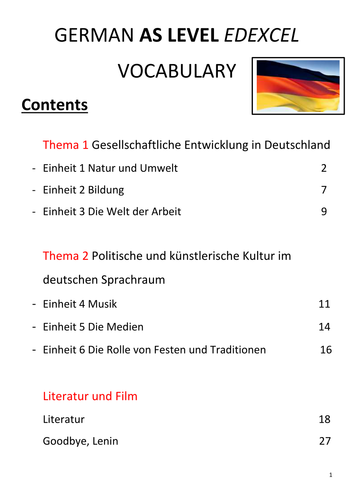 Y12 German NEW EDEXCEL VOCABULARY LIST