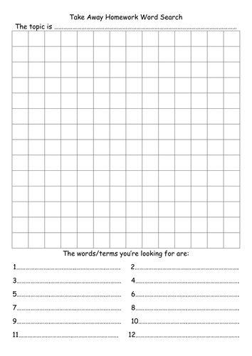 create your own wordsearch itc template teaching resources