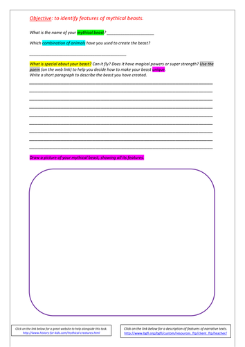 Draw and describe Mythical Beasts.