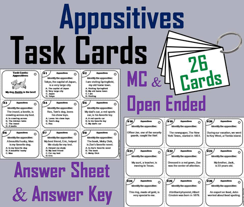 Appositives Task Cards