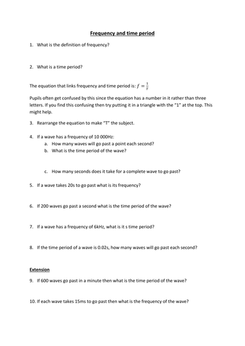 frequency and time period calculations