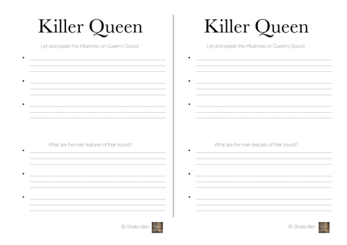 Killer Queen Starters (Edexcel GCSE Music 9-1) AoS2