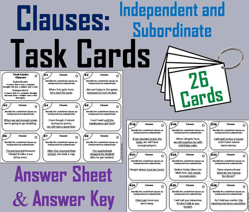 Clauses Task Cards