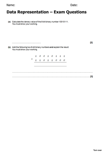 data representation exam questions