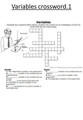 Variables crossword for AFL, plenary or revision
