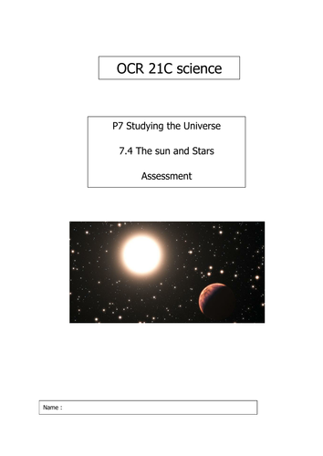 OCR P7.4 The Sun and Stars Assessment