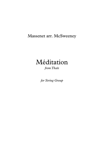 Meditation from Thais by Massenet sheet music for String Group